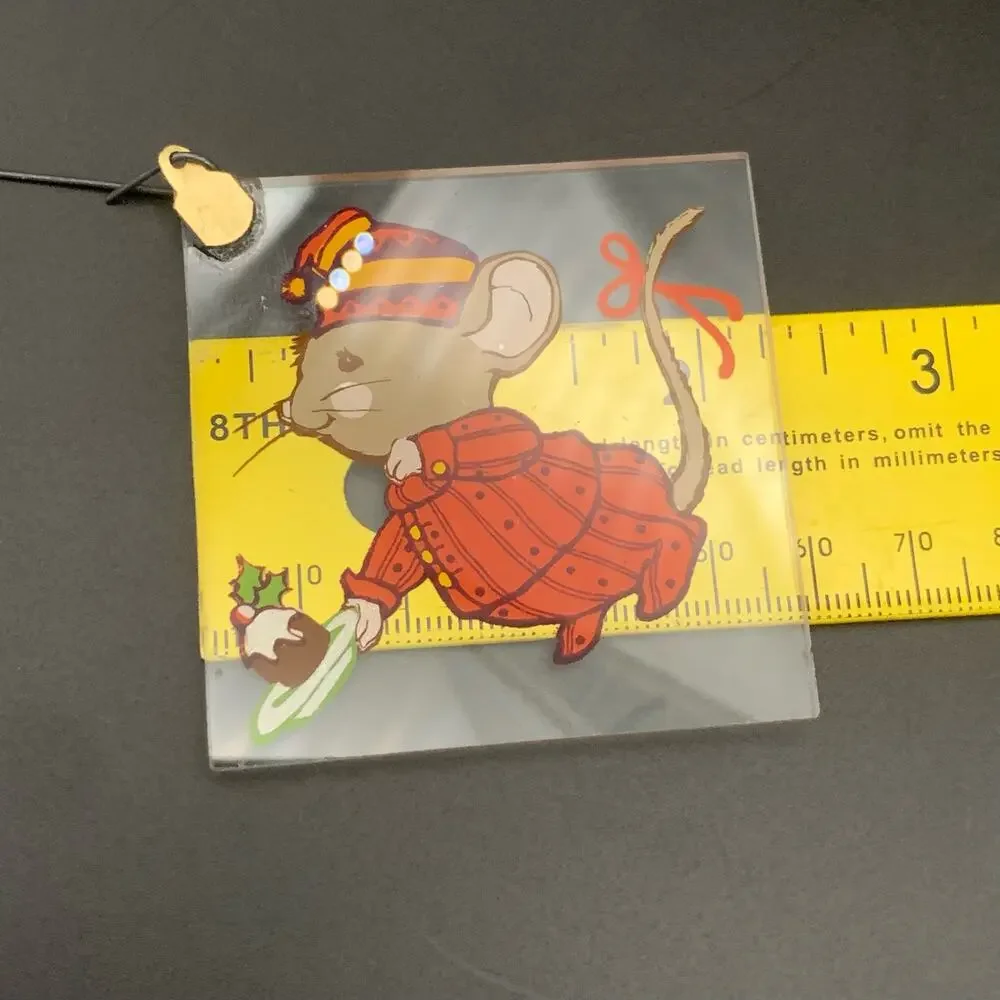 Vintage Mouse Flat Glass Christmas Tree Ornaments